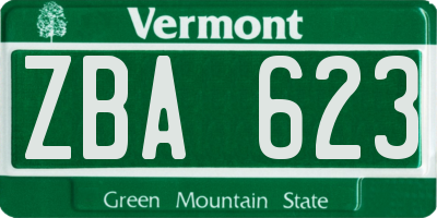 VT license plate ZBA623