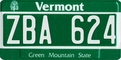 VT license plate ZBA624