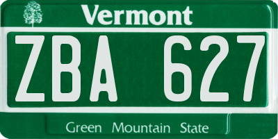 VT license plate ZBA627
