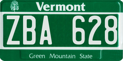 VT license plate ZBA628