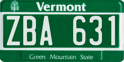 VT license plate ZBA631