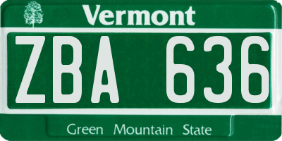 VT license plate ZBA636