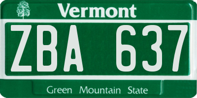 VT license plate ZBA637
