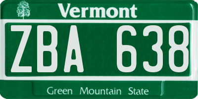 VT license plate ZBA638