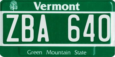VT license plate ZBA640
