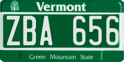 VT license plate ZBA656