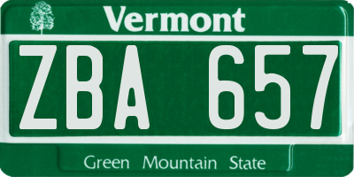 VT license plate ZBA657