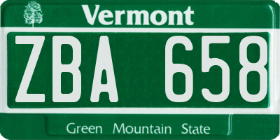 VT license plate ZBA658