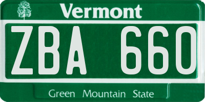 VT license plate ZBA660