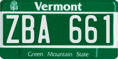 VT license plate ZBA661