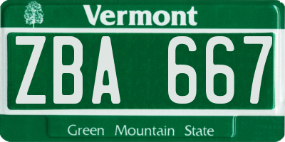 VT license plate ZBA667