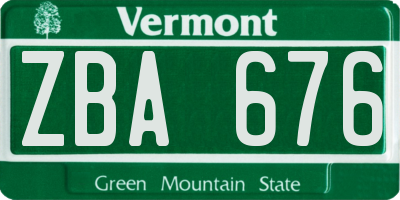 VT license plate ZBA676