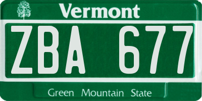 VT license plate ZBA677