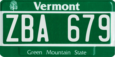 VT license plate ZBA679