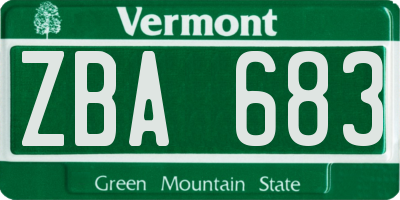 VT license plate ZBA683