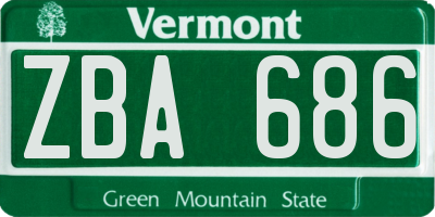 VT license plate ZBA686