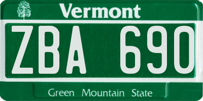 VT license plate ZBA690