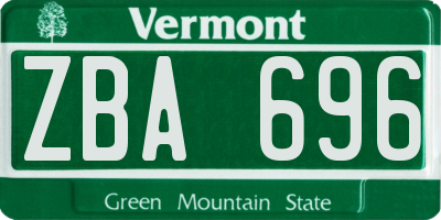 VT license plate ZBA696