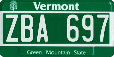 VT license plate ZBA697