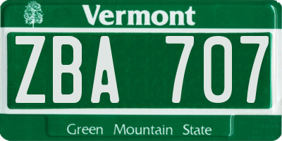 VT license plate ZBA707