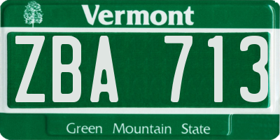 VT license plate ZBA713