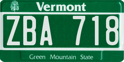 VT license plate ZBA718