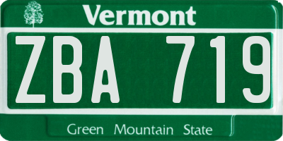 VT license plate ZBA719