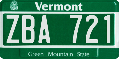 VT license plate ZBA721