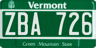 VT license plate ZBA726