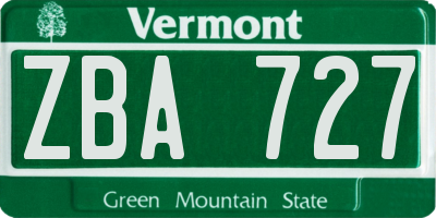 VT license plate ZBA727
