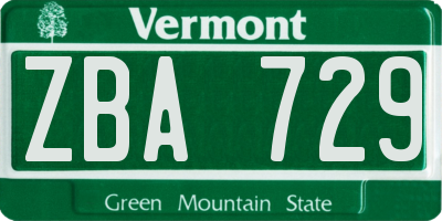 VT license plate ZBA729
