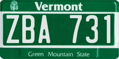 VT license plate ZBA731