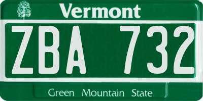 VT license plate ZBA732