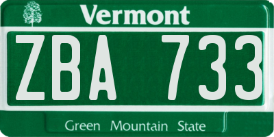 VT license plate ZBA733