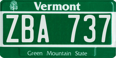 VT license plate ZBA737