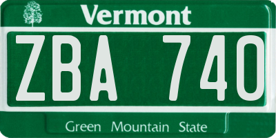 VT license plate ZBA740