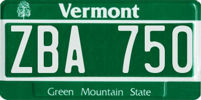 VT license plate ZBA750