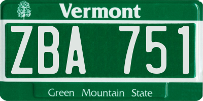 VT license plate ZBA751