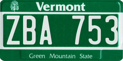 VT license plate ZBA753