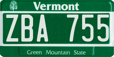 VT license plate ZBA755