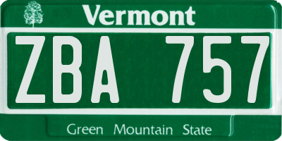 VT license plate ZBA757