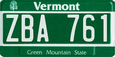 VT license plate ZBA761