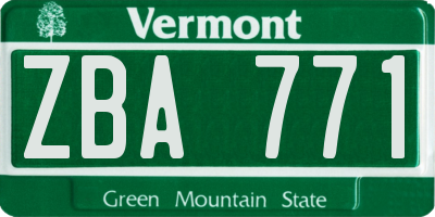 VT license plate ZBA771