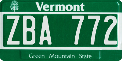 VT license plate ZBA772