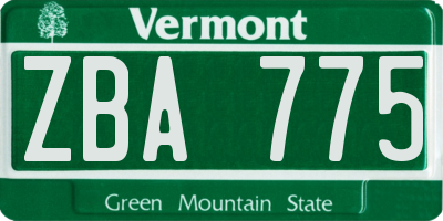VT license plate ZBA775