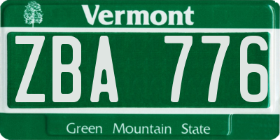 VT license plate ZBA776