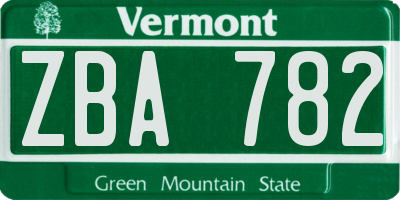 VT license plate ZBA782