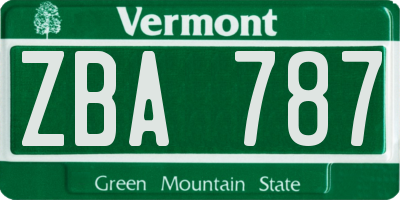 VT license plate ZBA787