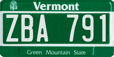 VT license plate ZBA791