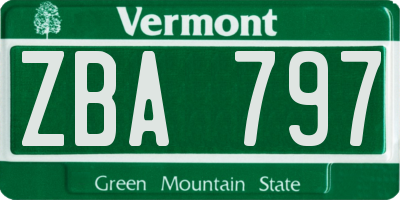 VT license plate ZBA797
